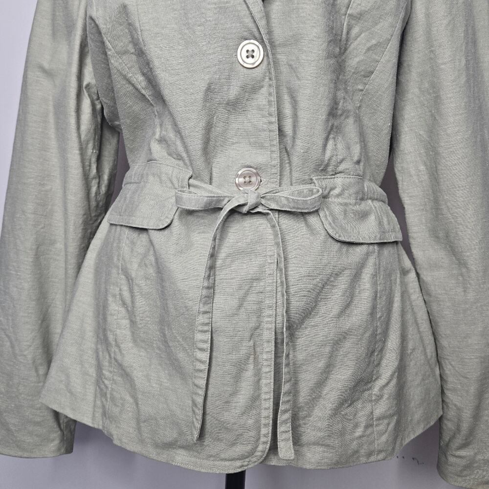 George Stretch Women's Khaki 2-Button Blazer With Tie at Waist Size 12 - Picture 3 of 14